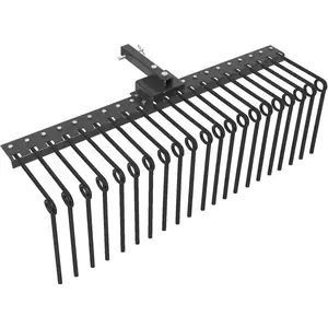 Tow Behind Landscape Rake, 48" Tow Dethatcher with 21 Steel Tines, Lawn Dethatcher Rake Attaches to Category 1, 3 Point Hitch for Tractor, for Leaves, Pine Needles, Straw, and Grass, Black