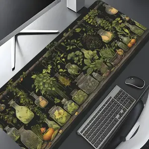 Witch Plant Potions And Plants Design Extra Large Gaming Mouse Pad,Aesthetic Desktop Drotection Pad,Washable Rubber Pad Non-Slip Lock Edge Multi-Size Mouse Pad Suitable For Home Office, Desktop Accessory, Desk Accessories