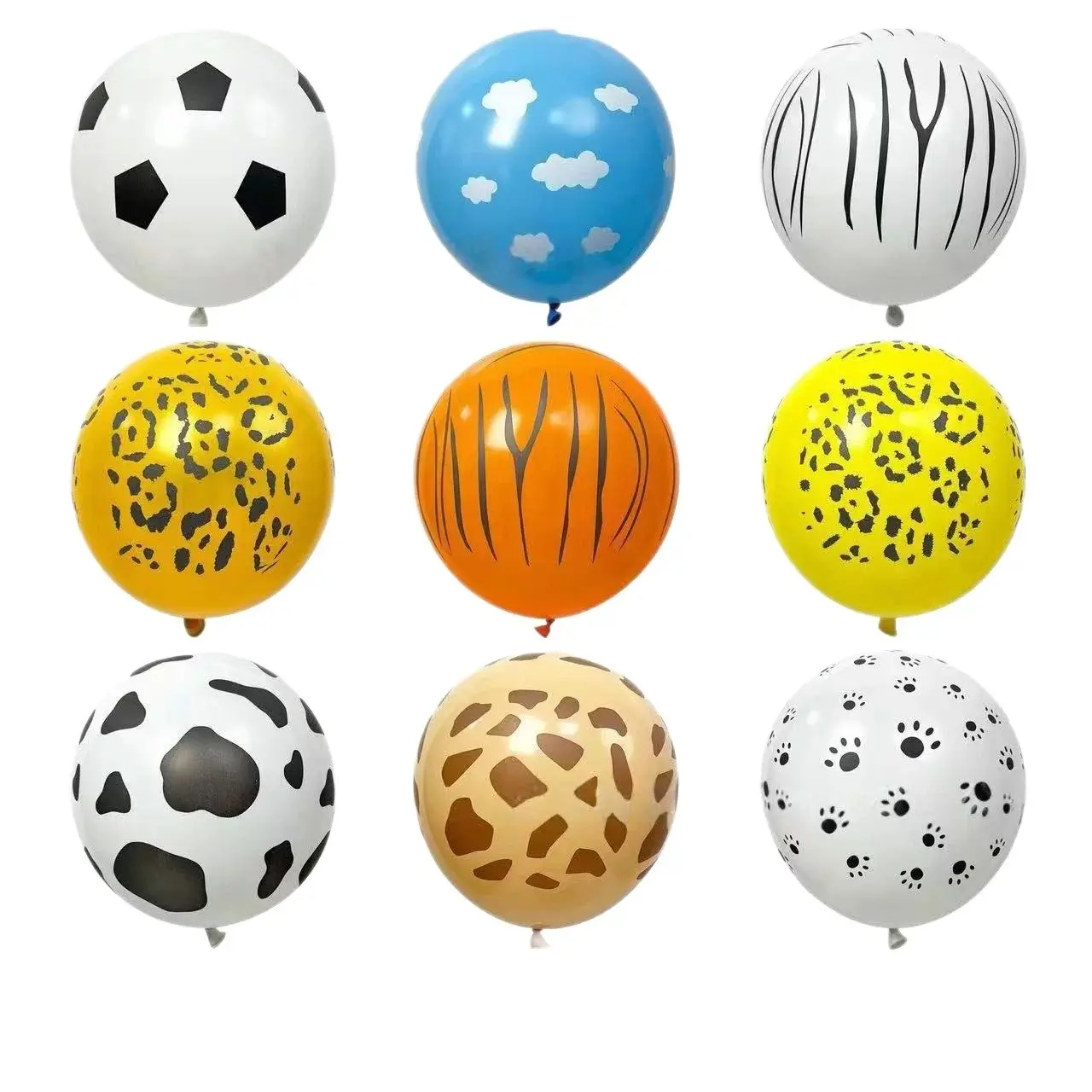 10/30/50pcs 12 Inch Jungle Animal Series Balloons, Dog Paw Print Pattern, Blue Cloud Cartoon Balloons, Party Decoration for Birthday