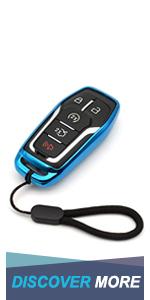 Fit for Ford Edge Explorer Fusion Mustang Expedition F-150 F-250 F-350 F-450 Super Duty Transit-150 250 350 HD Lincoln MKC MKX MKZ Nautilus Red Key Fob Cover Case Accessories NOT FIT Flip Key
