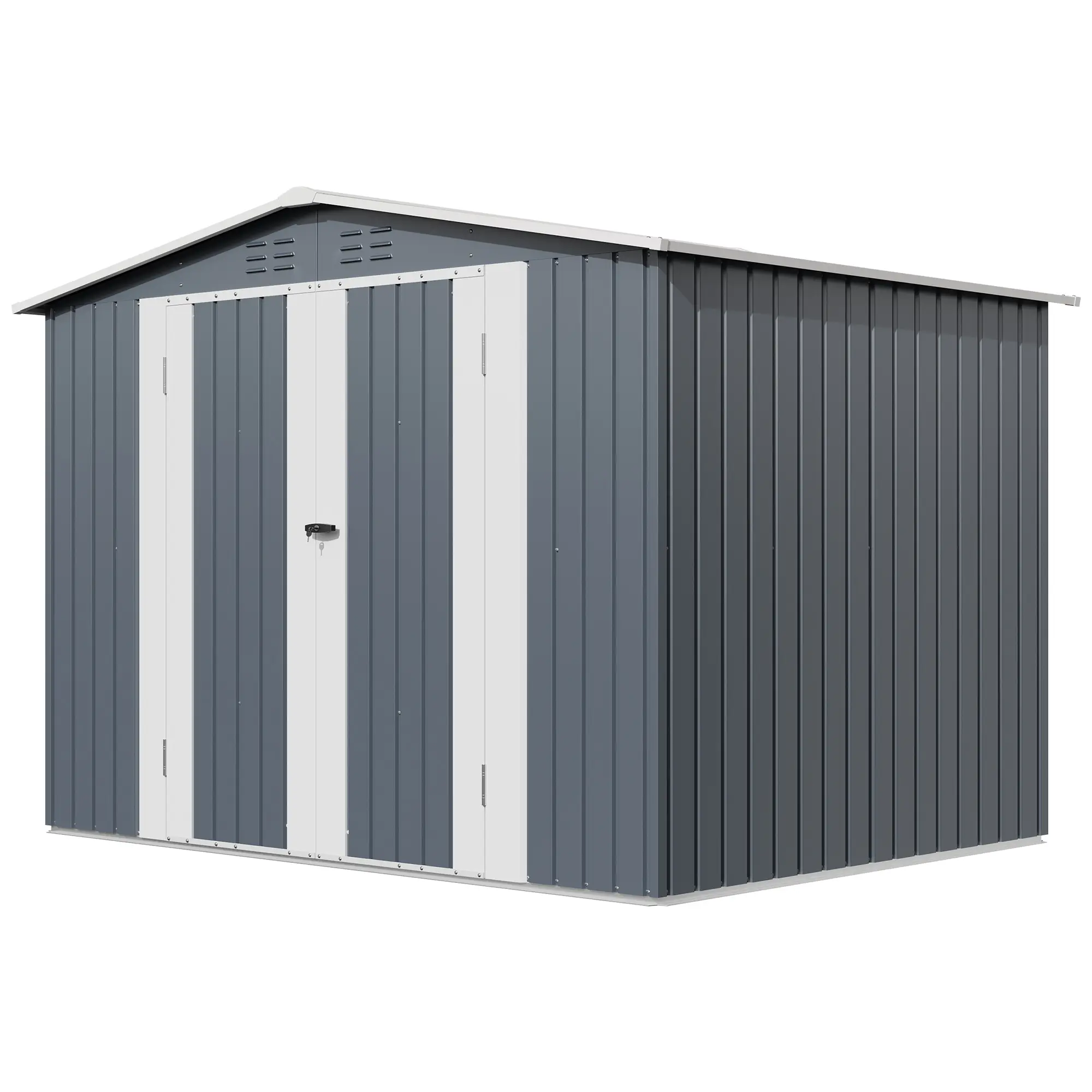 Spacious 8x6 FT Metal Outdoor Storage, Lockable Double Doors & Air Vents, All-Weather Solution to Organize Your Garden Tools & Lawn Equipment
