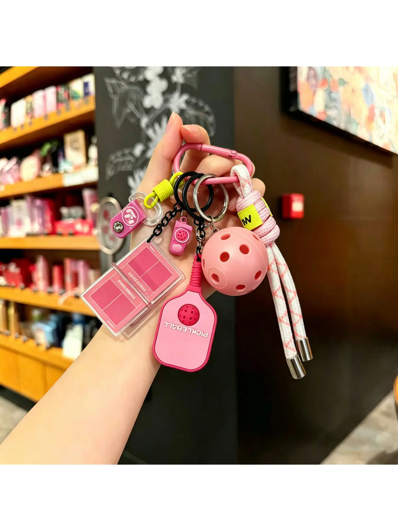 Dopamine Pickleball Keychain, Cute Pickleball Paddle Bag Charm, Aesthetic Sports Backpack Pendant Couple Accessory Gift