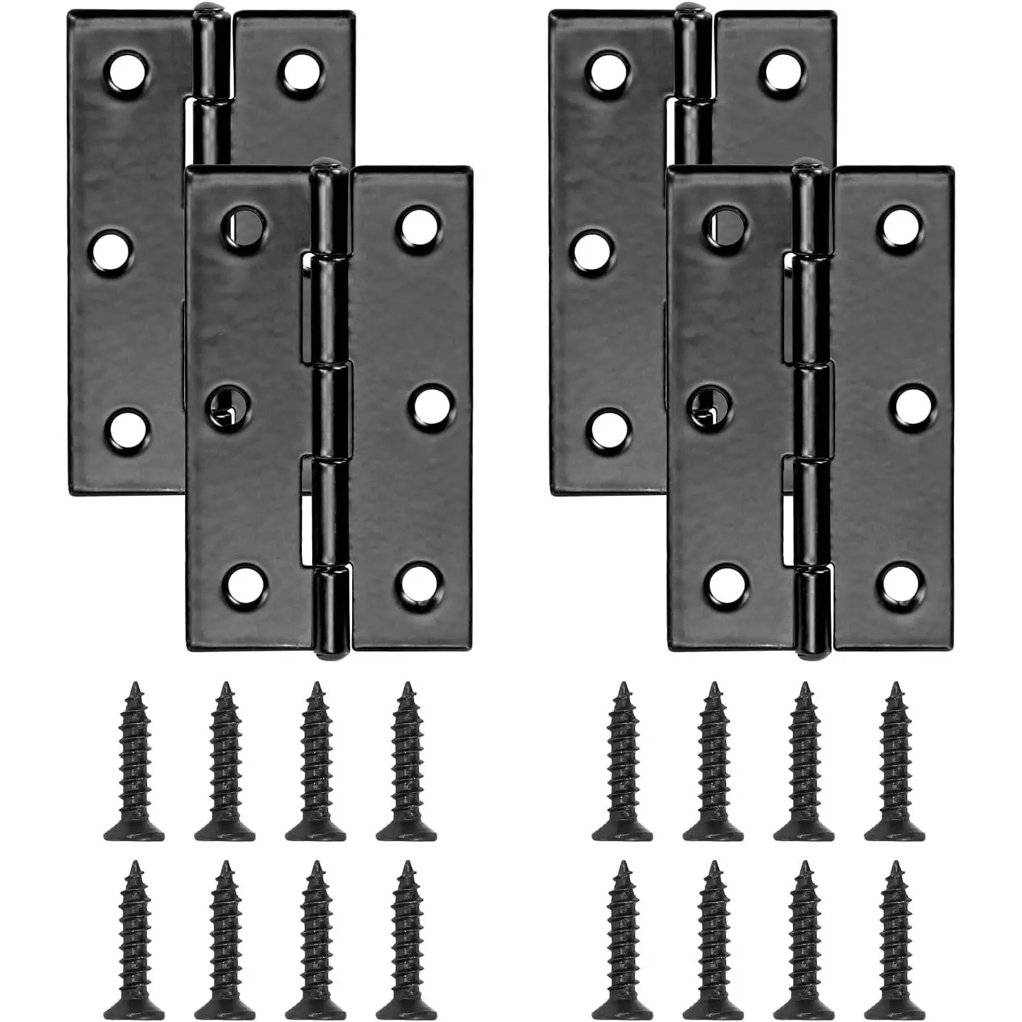 2-3/8” Black Door Hinge,  4 count Iron  Hinges, Window Hinges Interior and Outdoor Hinge with Screws - 60 x 36 mm
