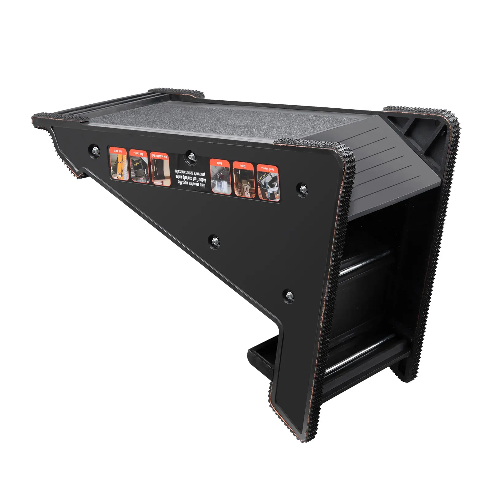 Ladder Leveler, 380lbs Load PP Ladder Leveling Tool, Pitch Hopper, Stair Ladder Stabilizer with Storage, Easy to Use Stable Platform for All Surfaces, Extension Ladder Accessory for Uneven Ground