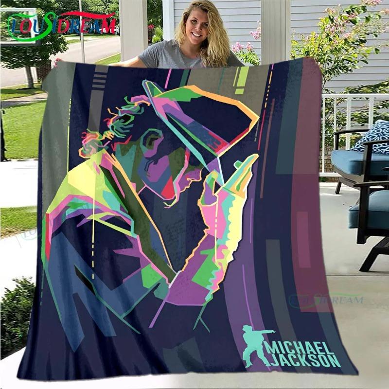 Fashion Singer M-Michael-Jackson Pattern Blanket Flannel Thin Blanket Portable Home Travel Office Lunch Break Blanket Gift