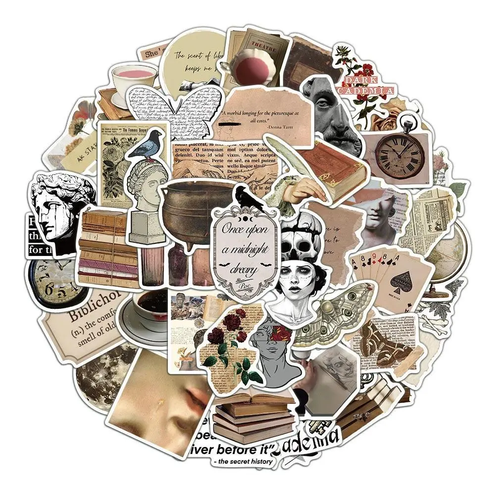 10/30/50pcs Dark Aesthetic Graffiti Stickers Vintage Boho Decals Decoration DIY Laptop Notebook Guitar Luggage Cool Sticker Pack