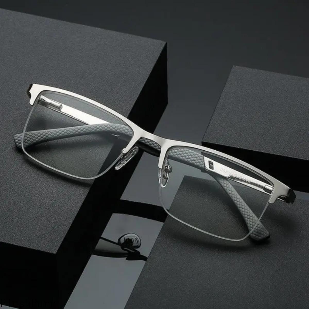 2026 New Men's Semi-Rimless Business Eyeglasses Anti-Blue Light Metal Frame