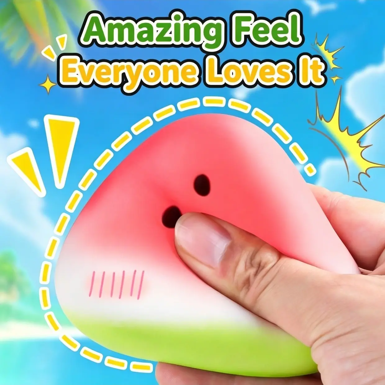 Watermelon Squishy Toy, Decompression Squishy, Soft Ice Skin Slow Rebound Fruit Stress Ball, Mini Pressure Relief Toy, Perfect for Relaxation and Fun