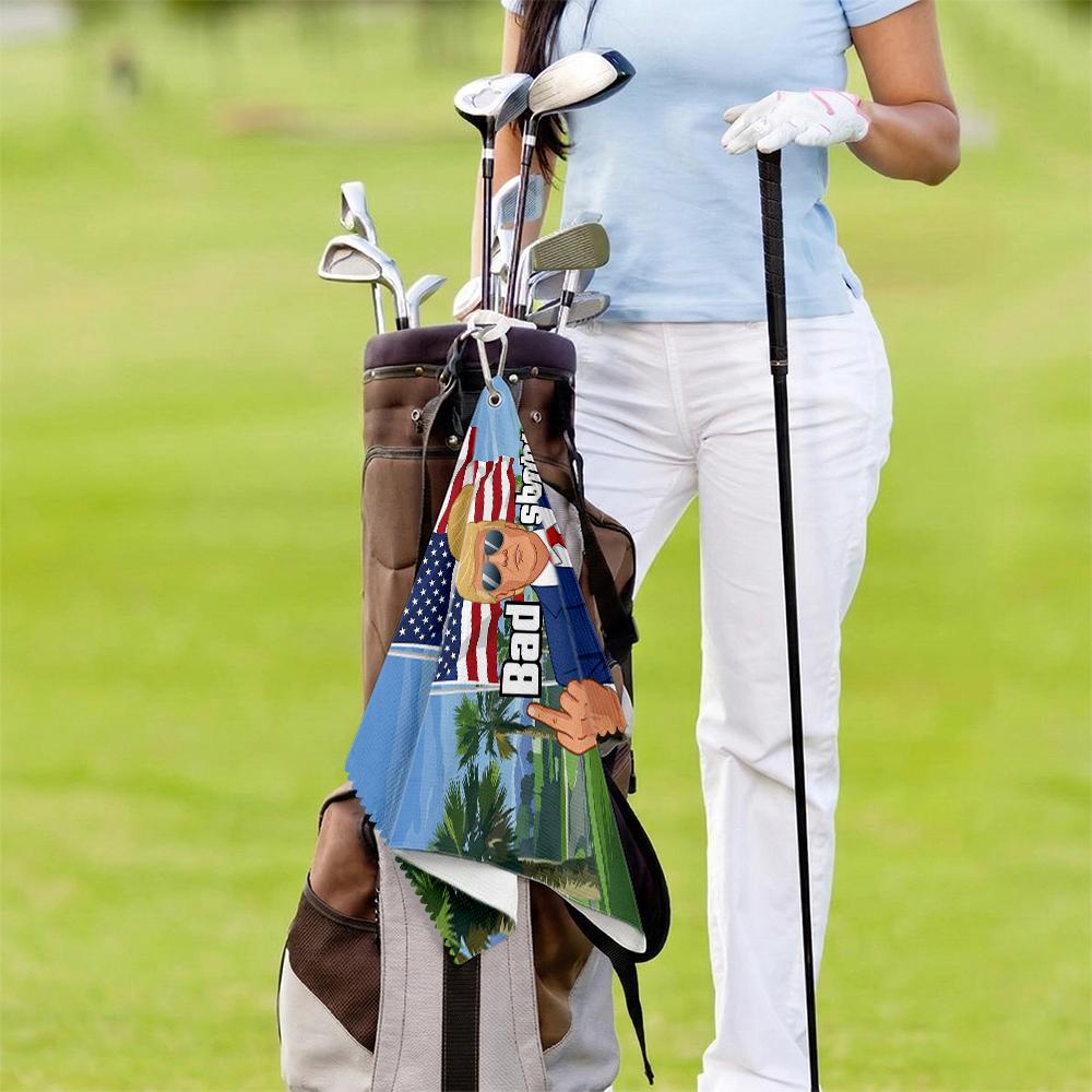 Curves & Clubs Trump Golf Towel| Trump 100 Dollar Bill Towel| American Towel| Funny Golf Towel| Golf Bag Accessory With Clip| Golf Towels For Golf Bags (Bad Shot)