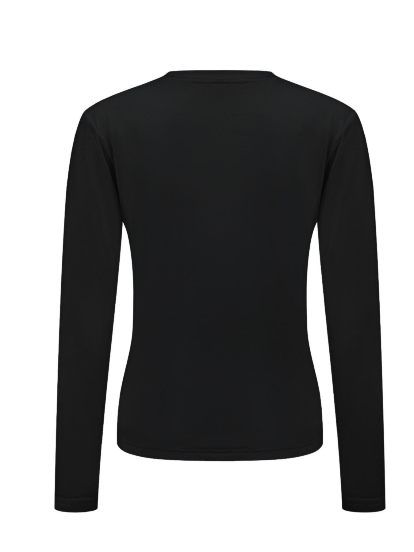 Women's Warm Round Neck Long Sleeve Fitted Basic Everyday Thermal Top, Comfortable Fall Winter Base Layer, Christmas Gift Idea