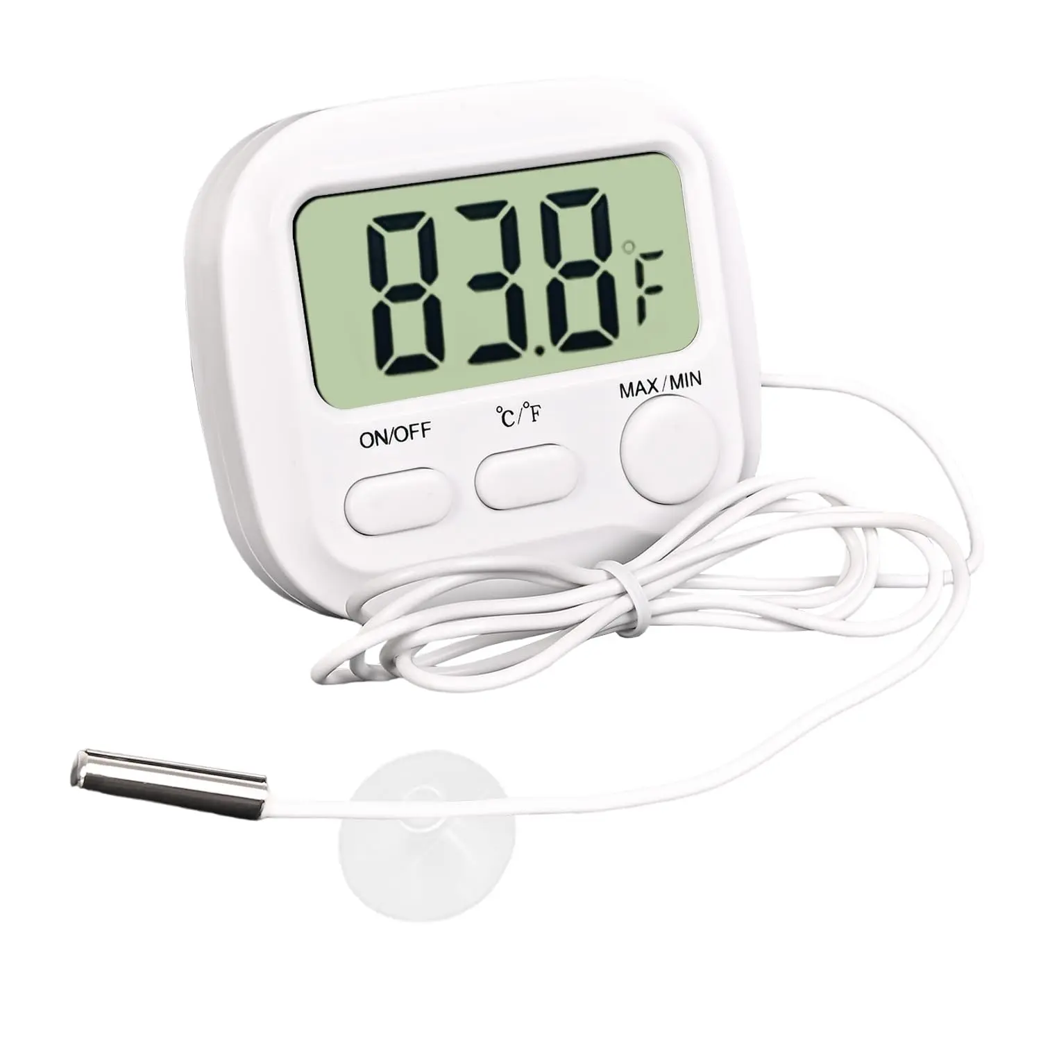 Digital Aquarium Water Thermometer with Large LCD Screen, Measurement Range -58℉ to 572℉, Display ±1℉/±0.5℃, Fish Tank Decoration Accessories, Idea for Reptile, Aquatic, Tub, Refrigerator and Freezer