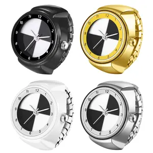 Finger Ring Watch Elastic Stretch Band Quartz Arabic Numerals Scale Decorative