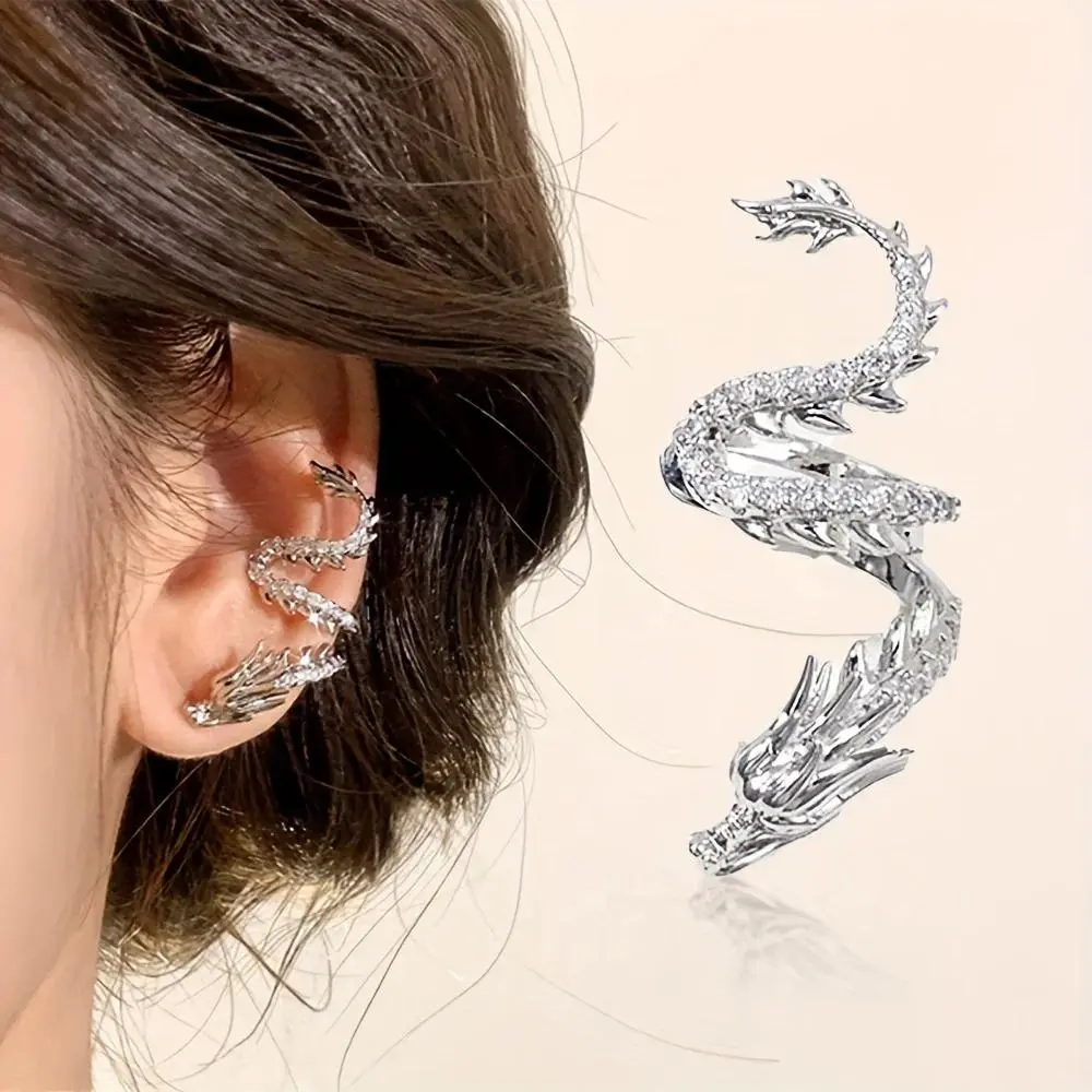 1Pcs Exquisite Dragon Shaped Ear Clip Light Luxury and High-end Earrings for Women Perfect for Daily Wear and Party Gifts