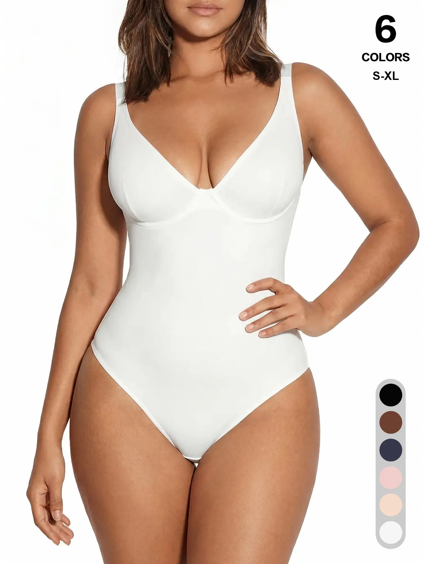 Women Underwire V Neck Tummy Control Bodysuit, Faja Shaper Bodysuit, Adjustable Strap Bust Support, Compression Shapewear, Casual Jumpsuit for All Seasons