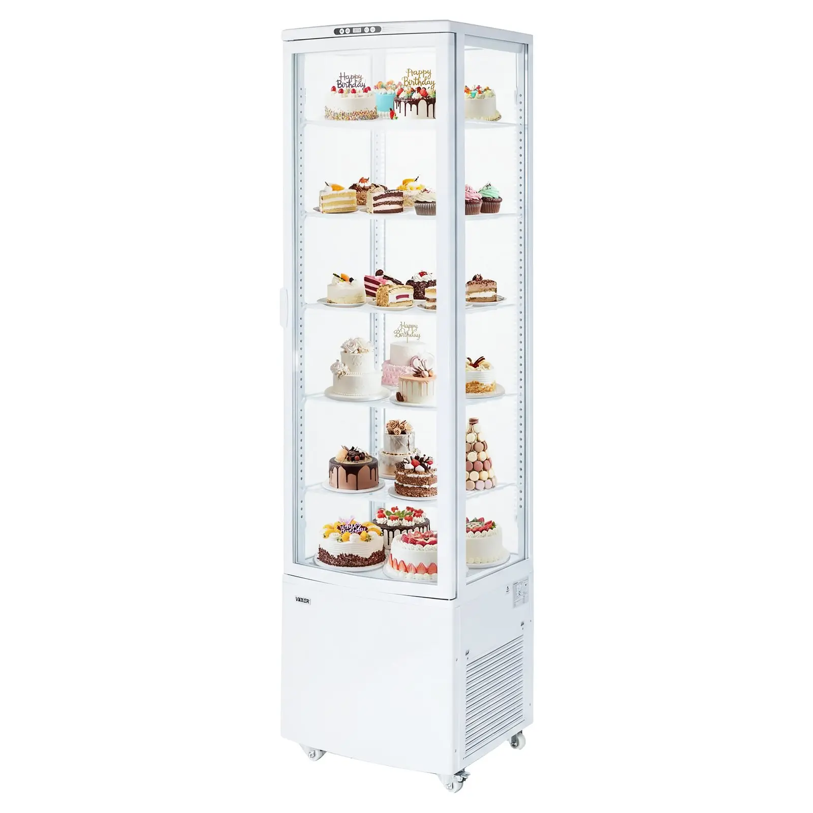 VEVOR 9.8 Cu.Ft/278L Commercial Tempered Glass Refrigerated Display Case, 5-Tier Frost-Free Air-Cooling Pastry Refrigerator with LED Lighting, TURBO Cooling, for Bakery & Dessert Shops