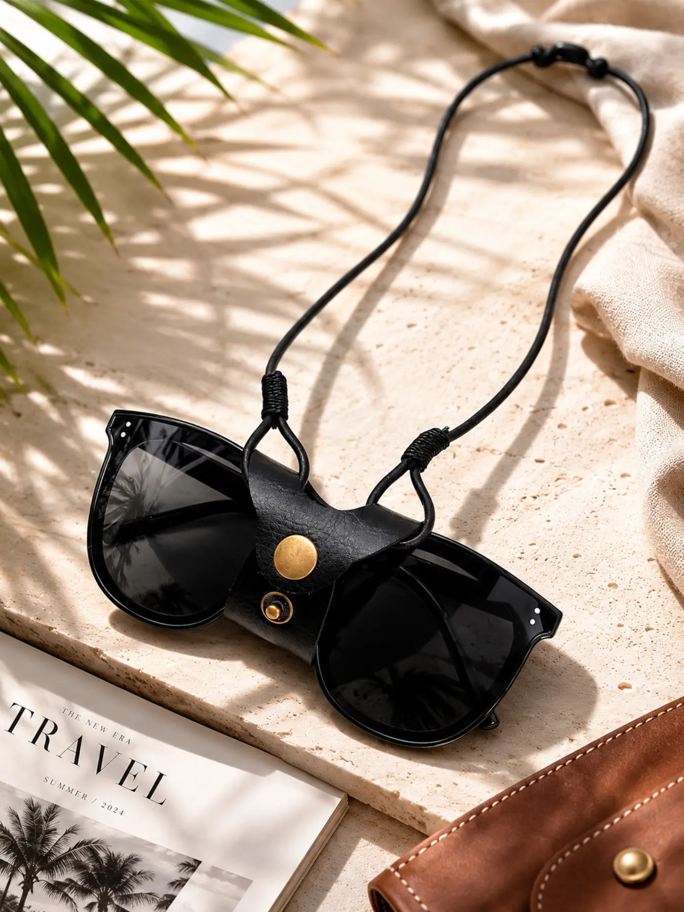 Adjustable Leather Sunglasses Holder Necklace – Hands-Free Eyeglass Strap, Eyeglass Chain for Women & Men