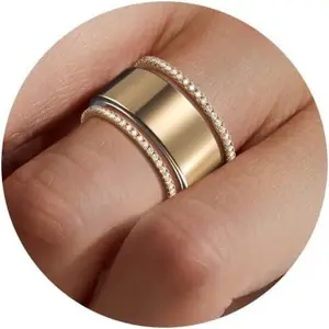 Women's 2-Pack Stacking Ring Set for Oura Gen 4/Gen 3, Rose Gold Plated Stainless Steel Cubic Zirconia Bohemian Daily Fashion Accessory with Dark Dragon Anna Drop Galaxy Maximalist Cool Design, Comfort Fit