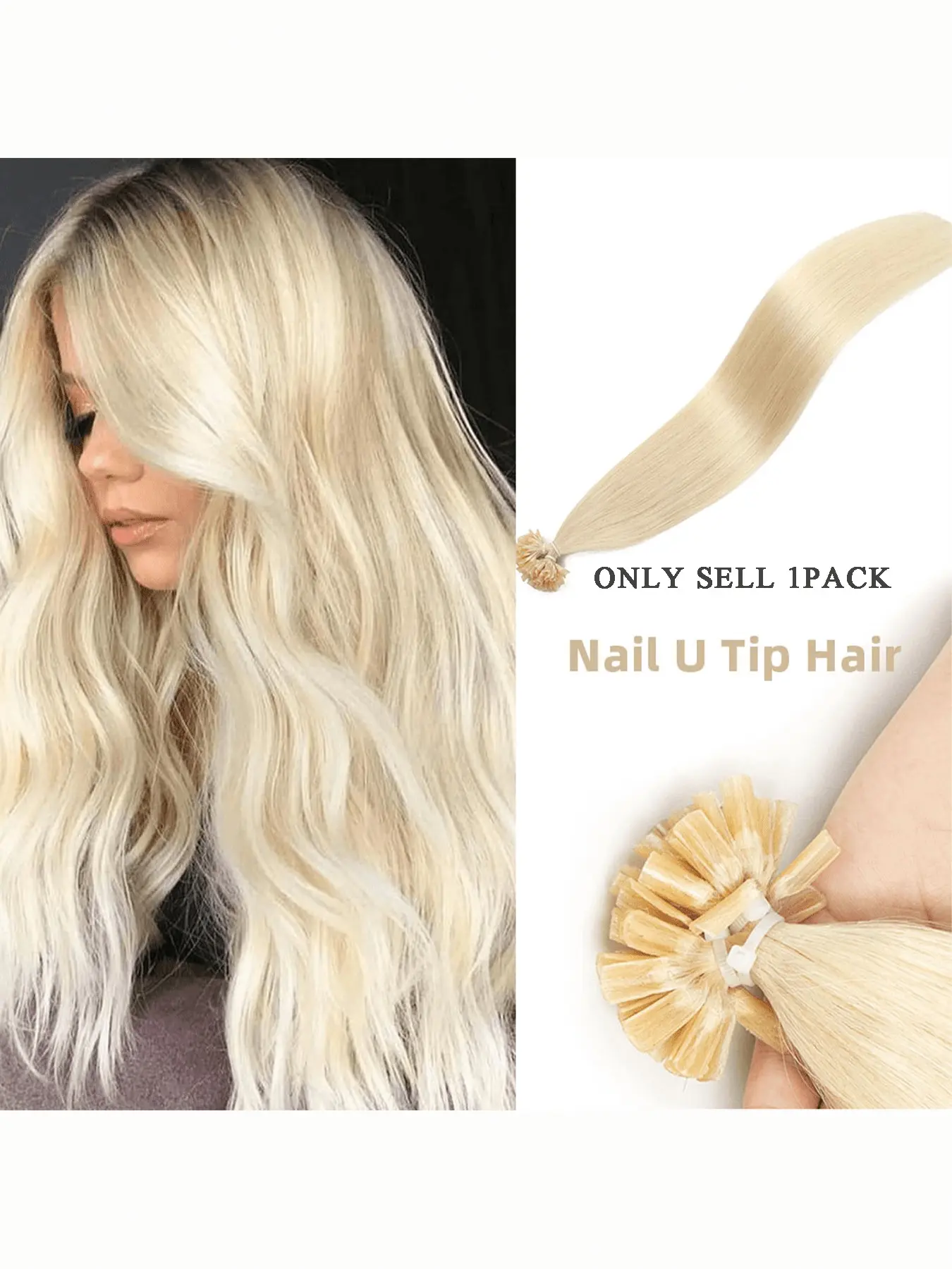 50 Bundles Keratin U-Tip Hair Extensions Real Hair Straight Invisible Style, Medium Length Natural Chocolate Honey Blonde 30g Human Hair Straight
