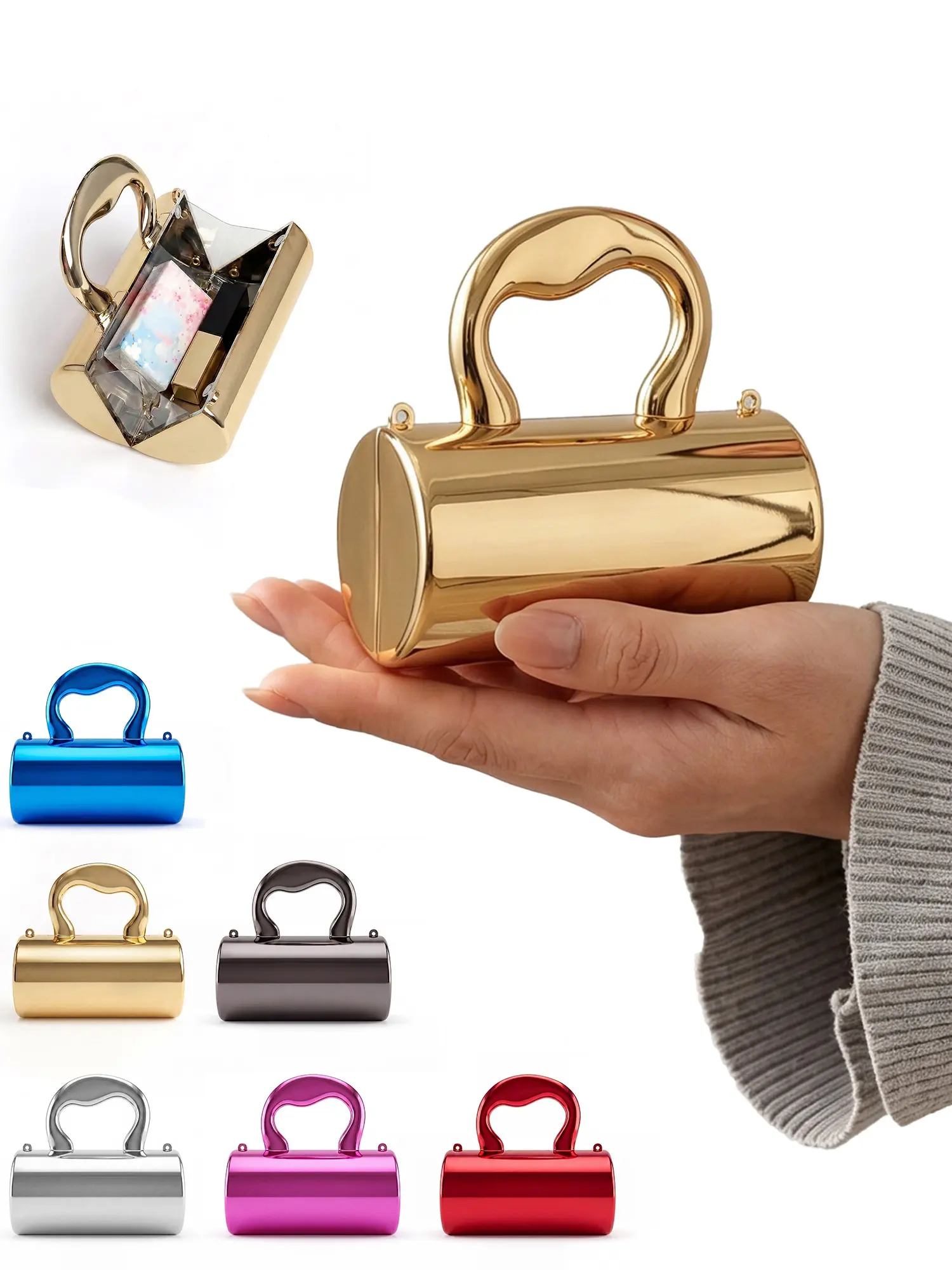 Women Mirror Acrylic Clutch Bag, Unique Water Cup Shaped Evening Handbag With Detachable Chain, Convertible Crossbody & Shoulder Purse, Versatile Fashion Accessory For Daily Wear, Wedding & Party Events, Perfect Gift For Her