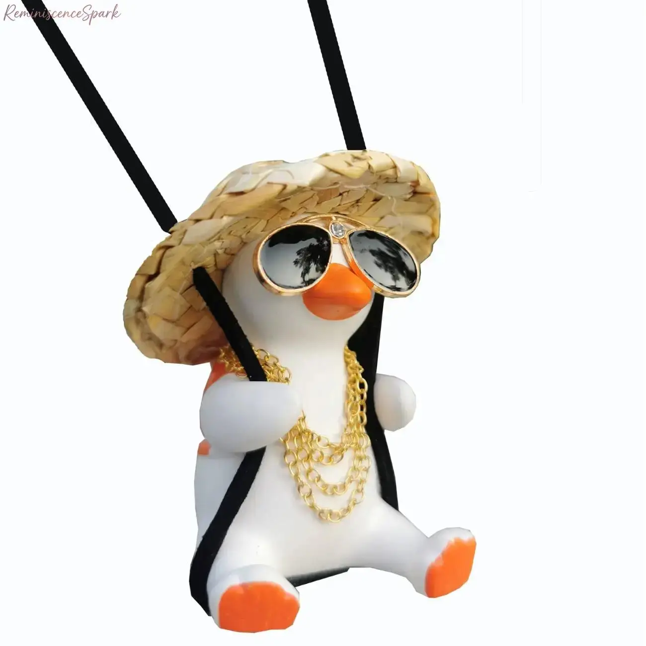 Swinging Duck Rear View Mirror Car Hanging Ornament, Multi-Style Cute Sunglasses Duck Auto Interior Decor, Trendy Vehicle Hanging Pendant for Daily Car Styling and General Holiday Gift Gifting