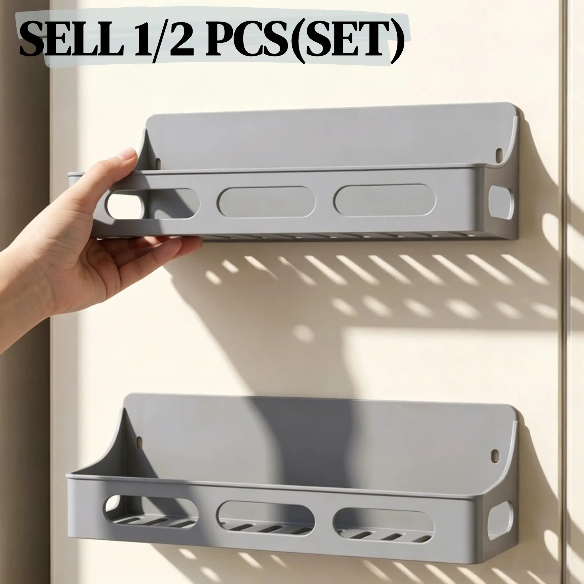 1/2 PCS(SET) Magnetic PP Refrigerator Storage Rack, Strong Magnetic Hanging Basket, No Drill Kitchen Spice Organizer Shelf, Multifunction Home Storage Holder for Seasonings Utensils Office Supplies and Stationery