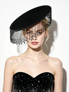 Fascinators Hats for Women Tea Party Cocktail Fascinator Flat Kentucky Vintage Funeral Derby Hat with Tassels