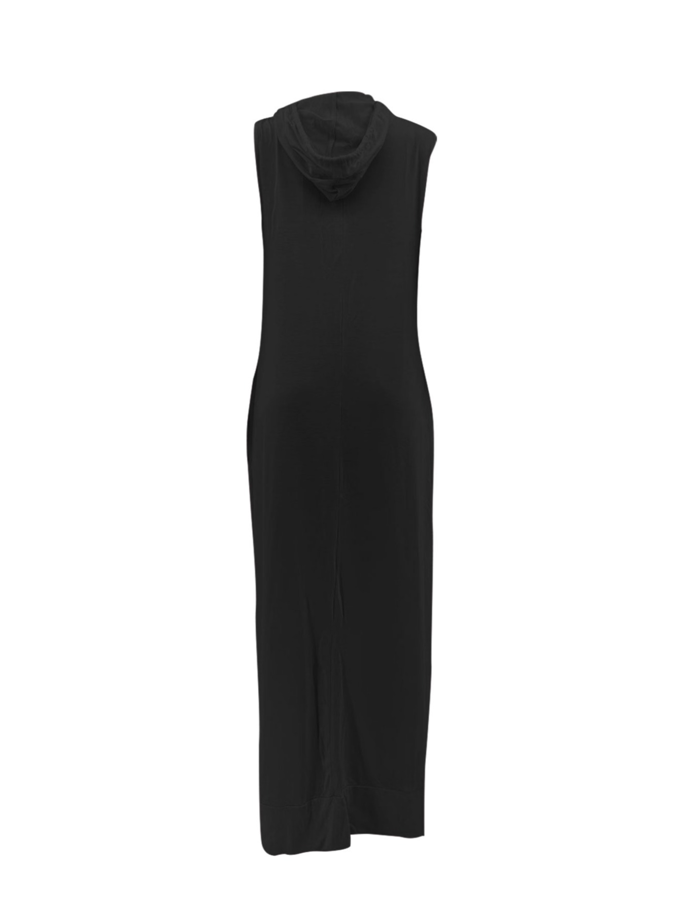 Women's Solid Jersey Drawstring Hooded Loose Dress, Casual Sleeveless Long Dress for Summer, Women's Clothing for Daily Wear