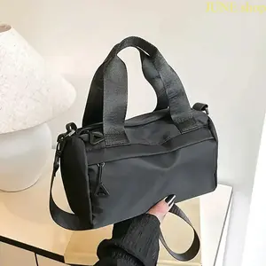 Solid Color Nylon Sports Crossbody Tote Bag Equipped With An Adjustable Shoulder Strap And Secure Zipper Closure, Lightweight Wear-Resistant Storage Bag For Daily Workplace Commutes, Fitness Gym Sessions And Short Distance Travel Plans