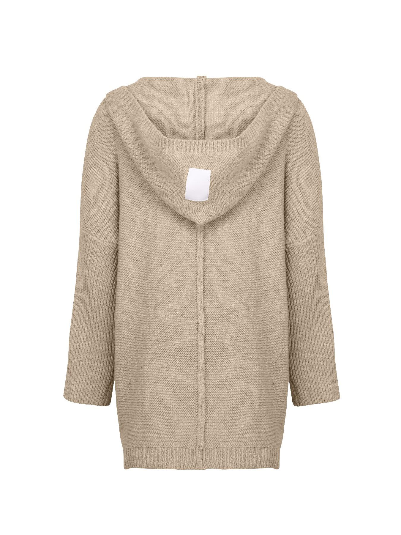 Women's Plain Chunky Open Front Hooded Knitted Cardigan Casual Batwing Sleeve Cardigan Outfits, Women Knitwear for Fall & Winter, Womenswear, Knitted Cardigan Tops