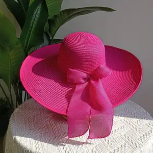 Summer straw hat 2025 large brim outdoor sun protection sun hat travel vacation foldable beach hat  sombrero para sol mujer