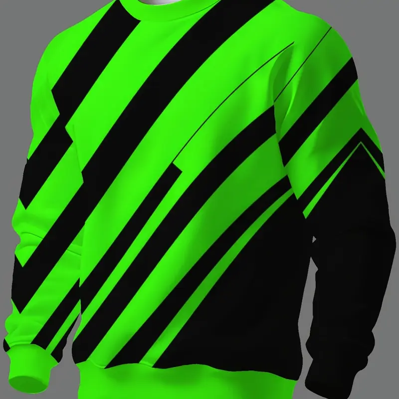 Men's Fall Winter New Long Sleeve Sweatshirt, Casual Streetwear Crewneck Pullover, Slim-Fit Unlined Top for Men