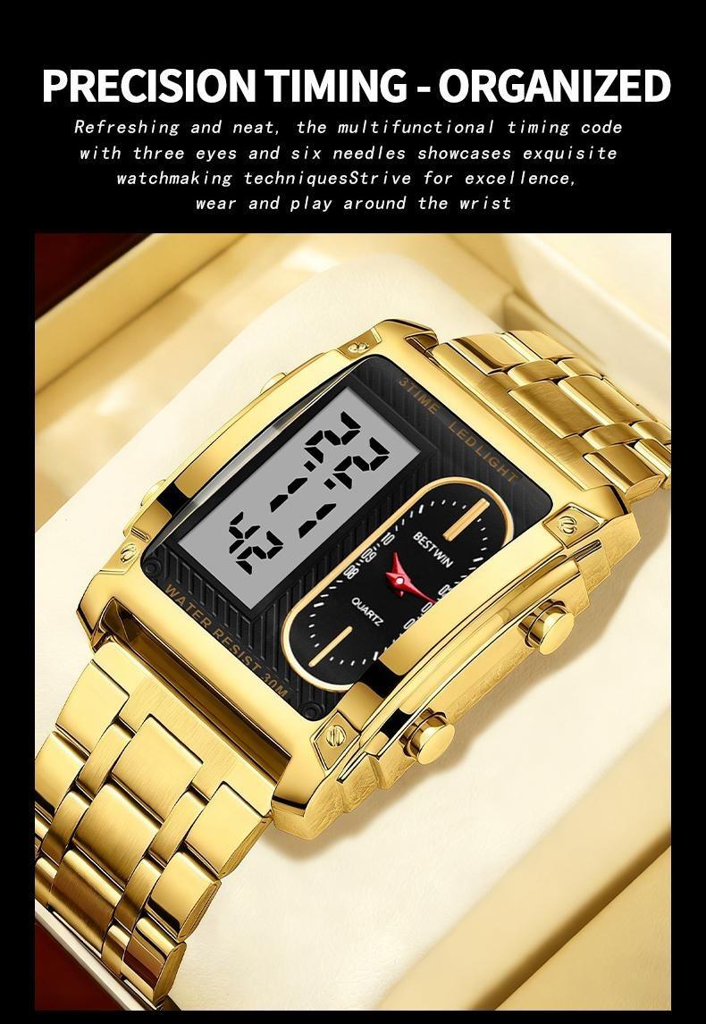 Luxury Racing men's square creative dual-movement multifunctional sports watch, featuring a luxurious triple-time design, water resistance, luminous dial,​Exuding a minimalist aesthetic, it is elegant, durable, and the perfect choice for everyday wear.​​