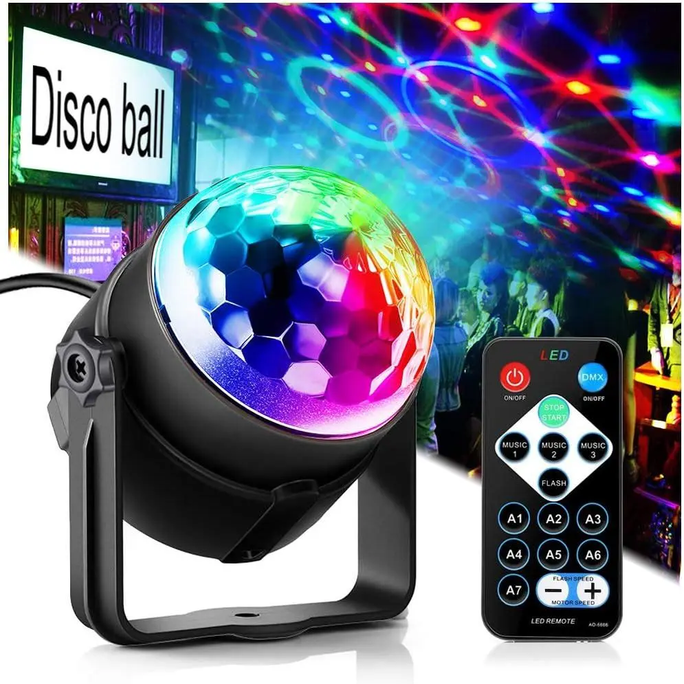 Party Lights,Disco Light Disco Ball Dj  Lights Strobe Lights Sound Activated Stage Lights Projected Effect Dancing Light Remote Control for Birthday Xmas Wedding Bar Glow Party Christmas