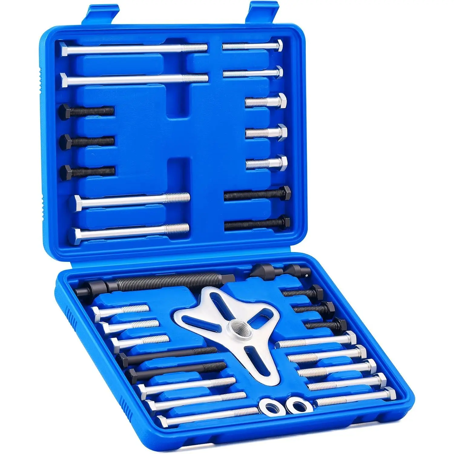 Harmonic Balancer Puller, Steering Wheel Puller Tool Kit| Power Steering Pulley Puller Installer Tool Set for Flange Type Gear and Crank Puller, Blue Case