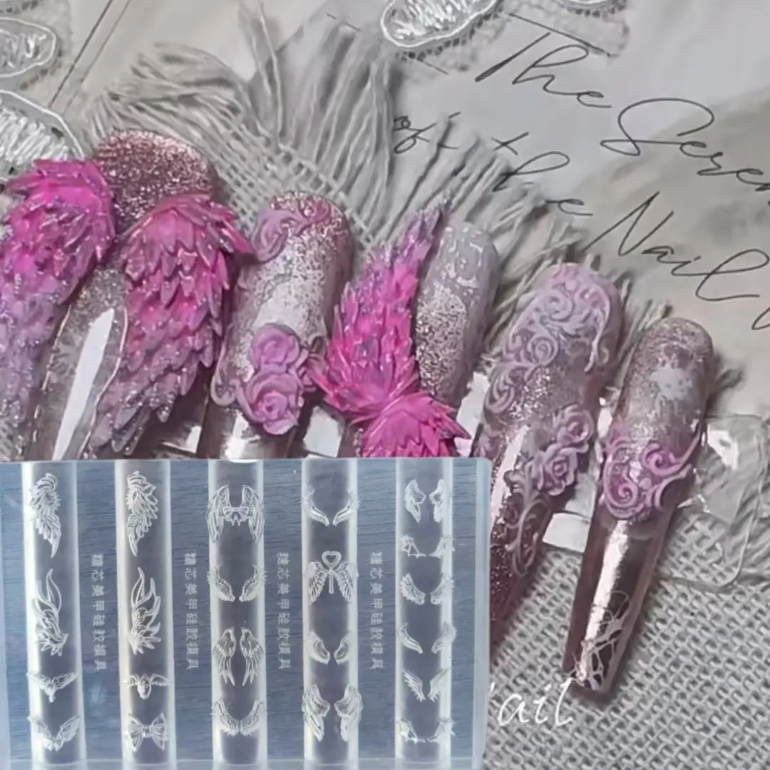 Y2K Devil Wings Nail Art Template, Phoenix Butterfly High Transparency Silicone, Elegant Design for Unique Manicure Looks