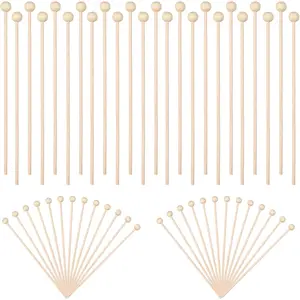 50 Pack Wooden Rock Candy Sticks with Ball Tips- 6 Inch Natural Wood Cake Pop & Drink Stirrer Sticks, Wood Swizzles Sticks for Chocolate Dipping & Coffee(15cm, Round Ball Head, Bulk)