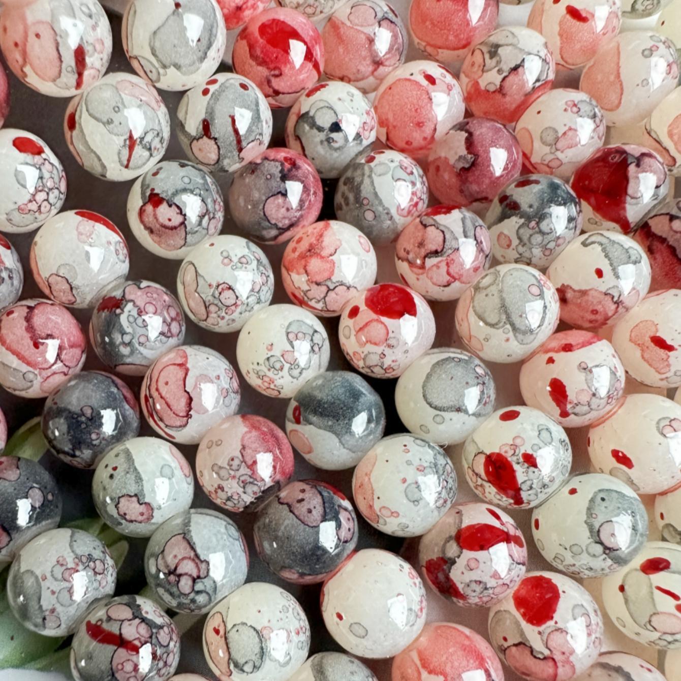 Halo Dyed Ink Premium Glass Beads for DIY Jewelry Making, 100/200pcs DIY Jewelry Accessories for Bracelet, Necklace, Earrings, Jewelry Making Supplies