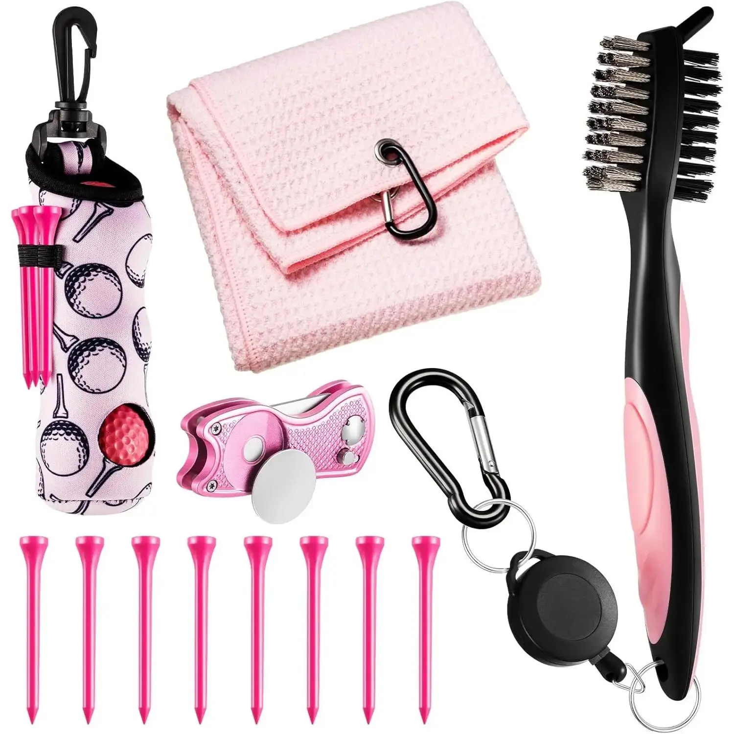 12 count Golf Accessories Kit, Include Golf Ball Bag with Hook Towel Tees  Ball Marker Divot Tool Cleaner Brush for Women Man Gifts Yifanyou Sports