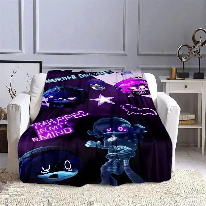 Murder Drones Flannel Throw Blanket Soft Plush Cartoon Blanket for Bed Sofa Couch Picnic Gift Outdoor Cold Weather