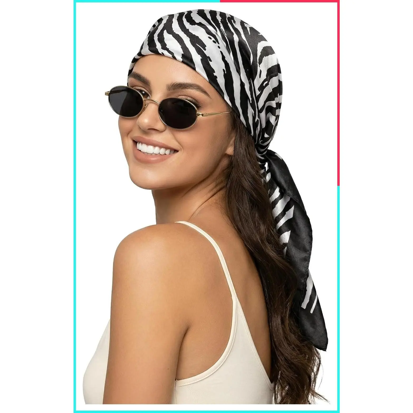 Women's 35 Inch Square Satin Silk-Like Headscarf Hair Bandana Neck Scarf Patterned Accessory