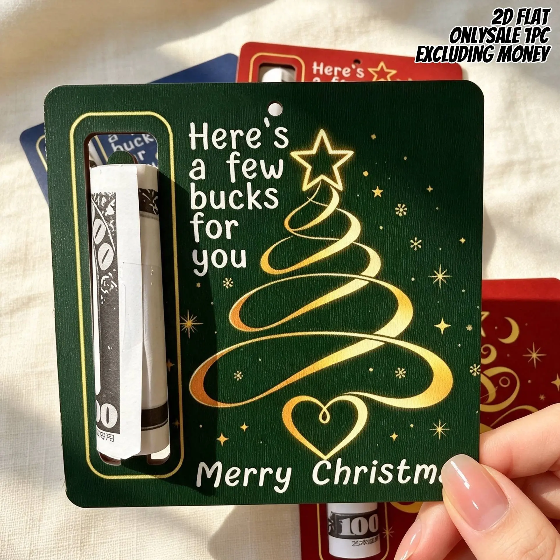 1PC Creative Christmas Money Holder - 2D Wooden Cash Wallet with Holiday Design, Perfect for Christmas Cash Gifts, Thanksgiving Celebrations, Stocking Stuffers for Son & Daughter