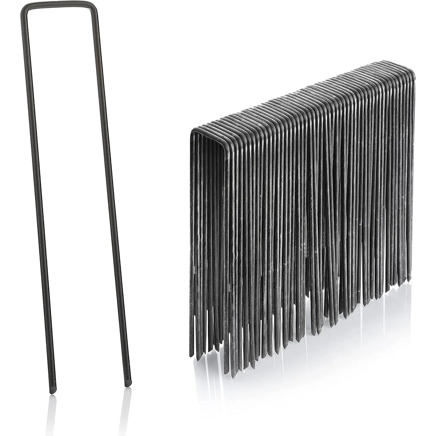 100-Pack 6'' 11 Gauge Heavy-Duty U-Shaped Garden Stakes  Spikes Pins Pegs - Ground Stakes for Anchoring Landscape Fabric