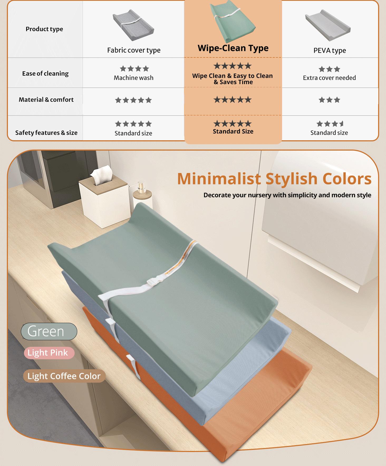Multifunctional baby changing table, equipped with a soft foam pad |     Waterproof PU leather care and bathing table