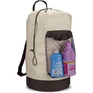 Backpack Laundry Bag, Laundry Backpack with  Straps and Mesh Pocket Durable Nylon Clothes Hamper Bag with Drawstring Closure for College, Travel, Laundromat, Apartment