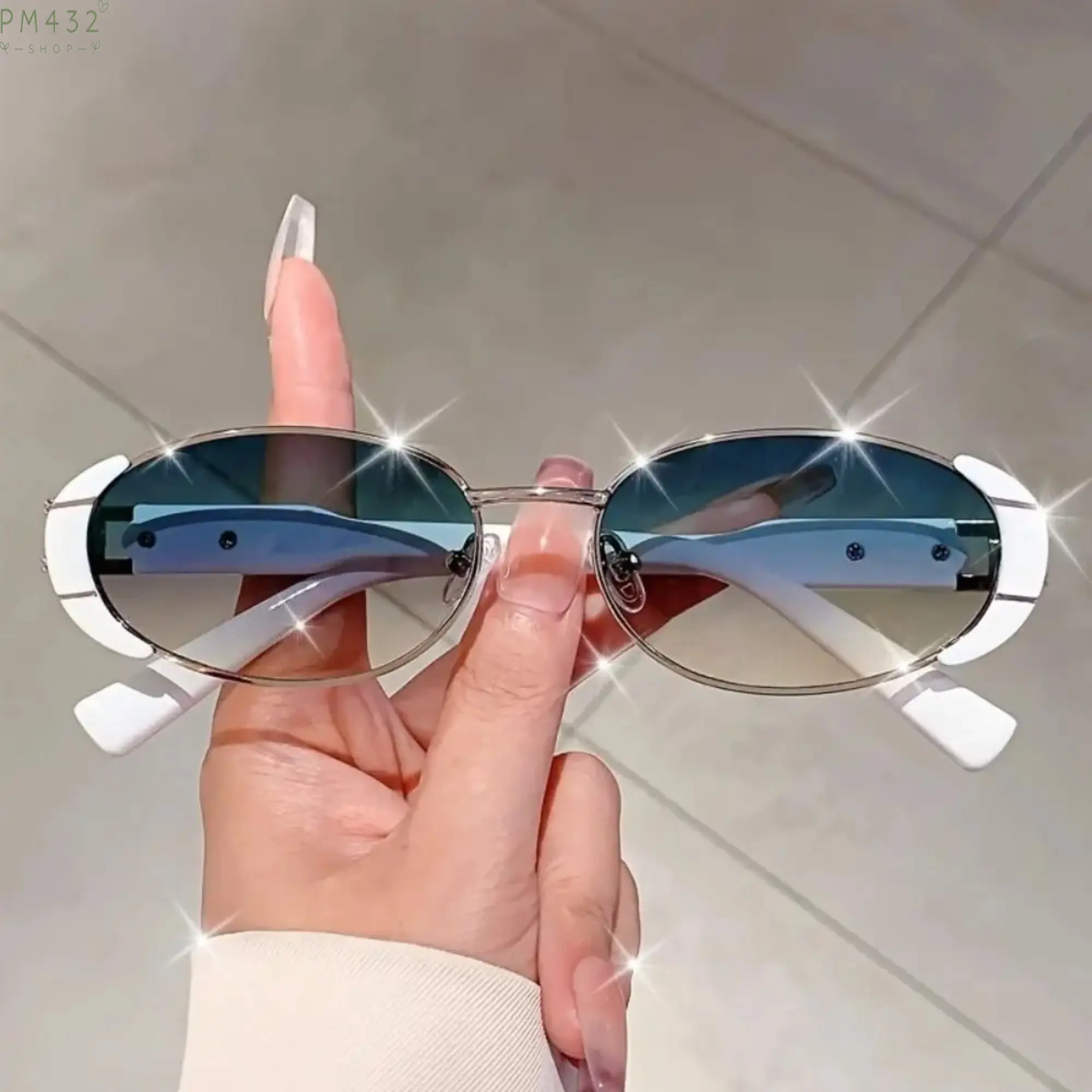 Women’s Retro Oval Sunglasses, Semi Rimless Full Oval Frame Eyewear with Gradient Blue Light Blocking Lenses, Lightweight Vintage Fashion Glasses for Women, Stylish Classic Shades for Daily Wear, Travel, Beach & Street Style