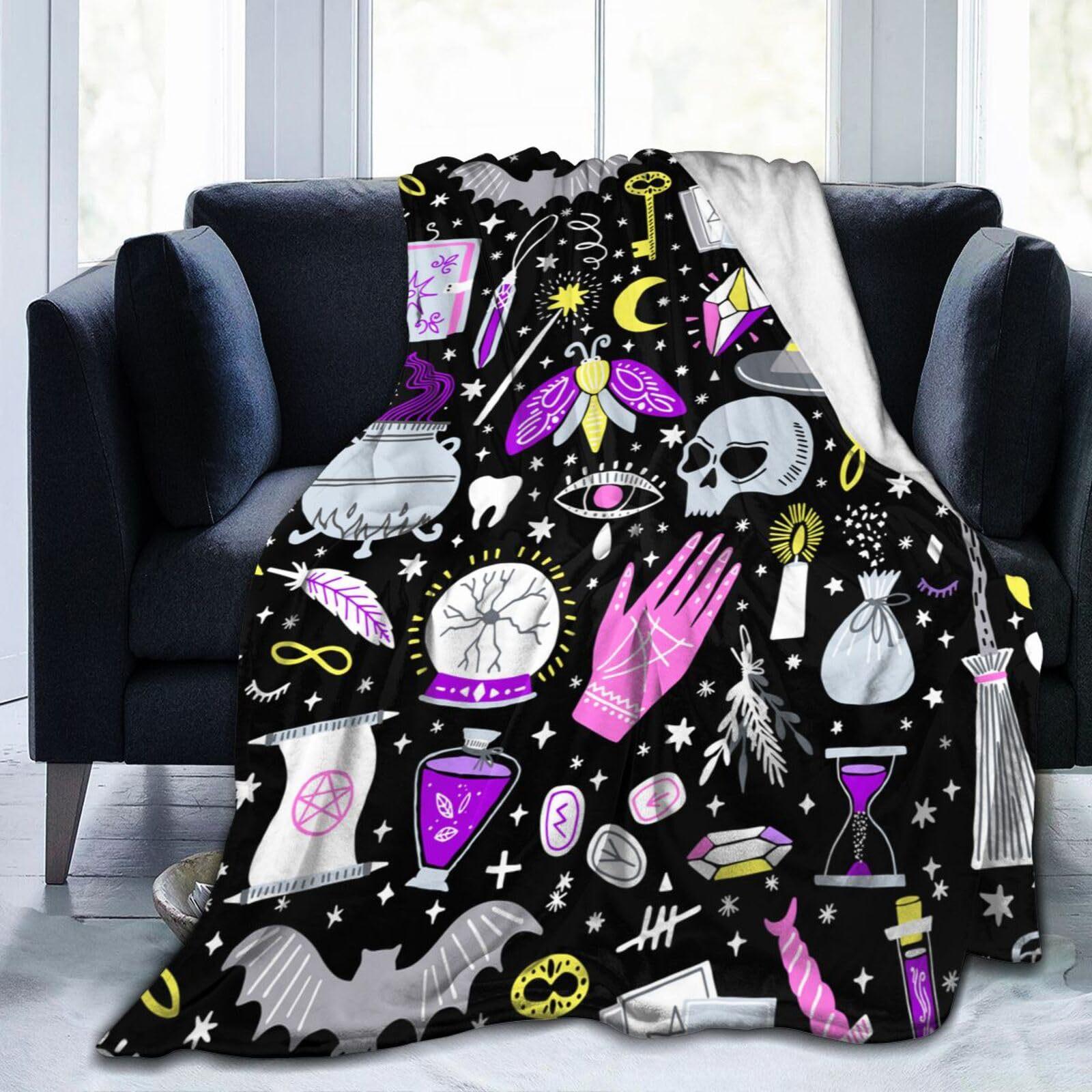 Witch magic pattern Printed Blanket for Sofa Bed Travel Camping Living Room Office Conditioning Blanket for All Seasons Gifts