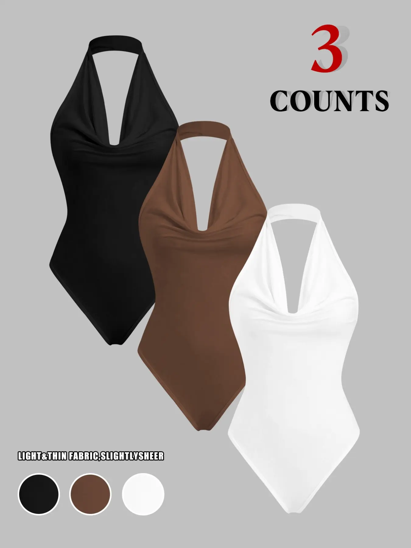 Women's Solid Color Halter Neck Bodysuit, Backless Tank Top Bodysuit, Casual Sleeveless Bodysuit for Daily Wear, Ladies Clothes for All Seasons, Stretchy Bodysuit, Womenswear
