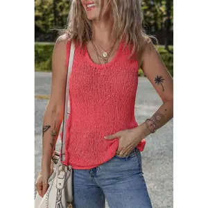 Flamingo Textured Knit U Neck Slim Fit Sweater Vest