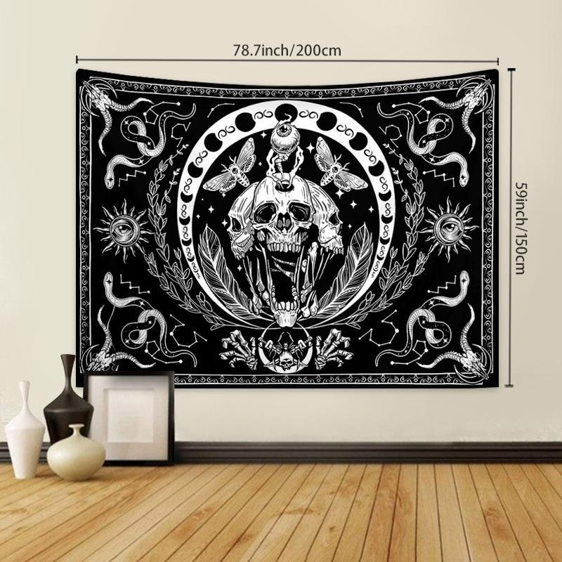 Skeleton Tapestry, Mandala Skull Printed 1 Count Skull Wall Hanging Snake Moth Wall Towel, Aesthetic Wall Art Decor Hippie Tapestry for Bedroom Living Room, Wall Tapestries, Halloween