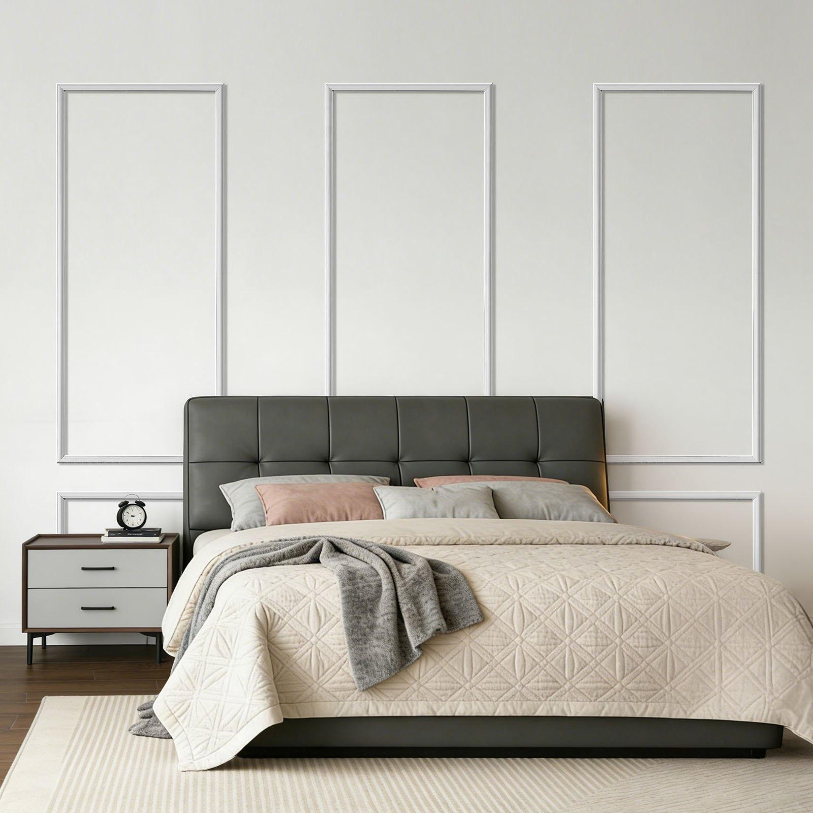 VEVOR Wall Molding 3 Pack, Wainscoting Panels Kit, Lightweight Paintable Polystyrene, Easy to Install, Waterproof Accent Wide Profile Trim for Interior Living Room, Bedroom,White (24x54 + 24x24 in)